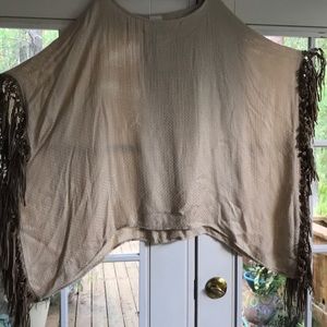 Chico’s women’s OS fringe poncho NWT